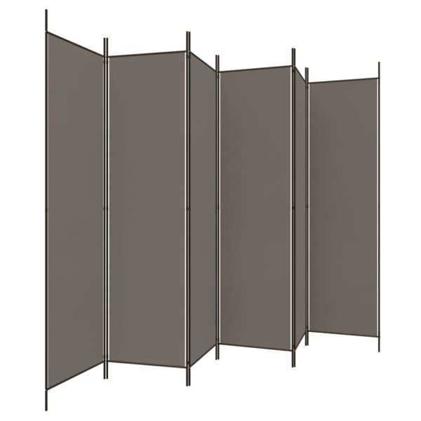 Параван за стая, 6 панела, антрацит, 300x220 cм, текстил