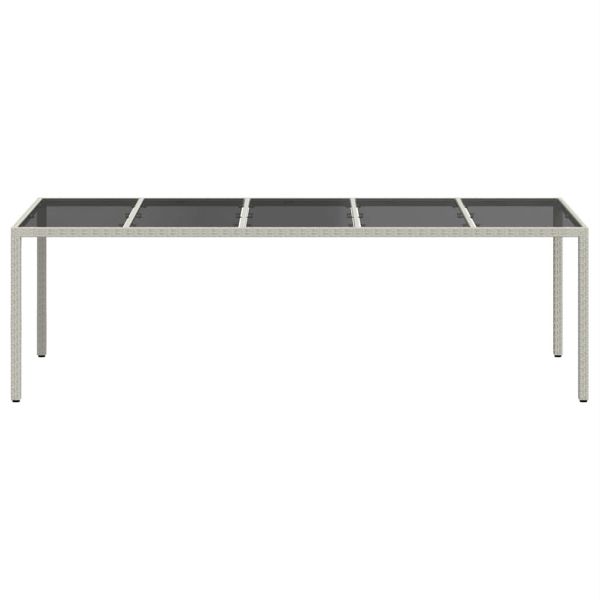 Градинска маса бяла 250x100x75 см полиратан и закалено стъкло