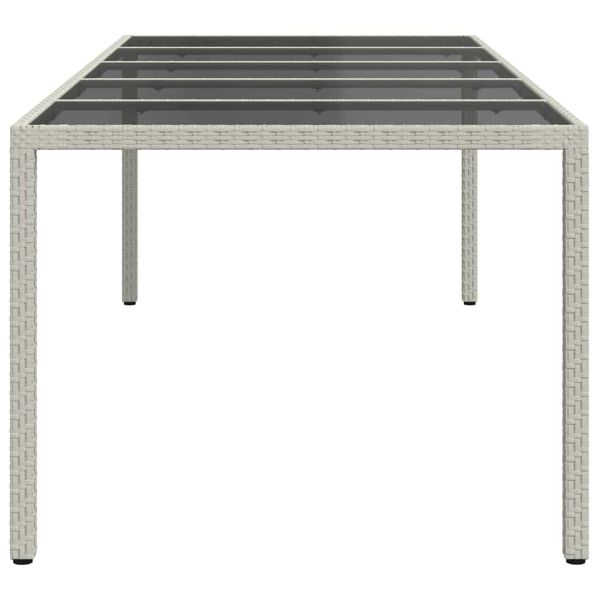 Градинска маса бяла 250x100x75 см полиратан и закалено стъкло