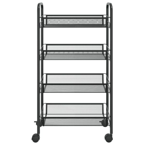 Кухненска количка на 4 нива, черна, 46x26x85 см, желязо