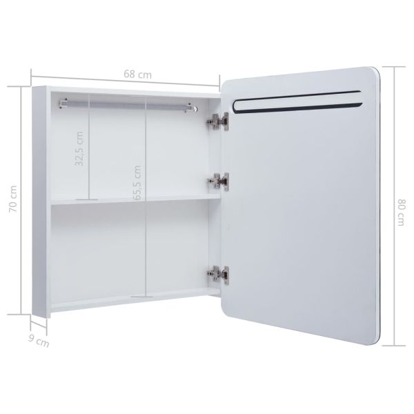 LED шкаф с огледало за баня, 68x9x80 см