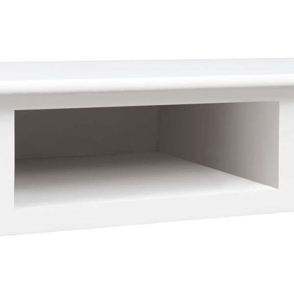 Бюро, бяло, 108x45x76 см, масивна дървесина пауловния