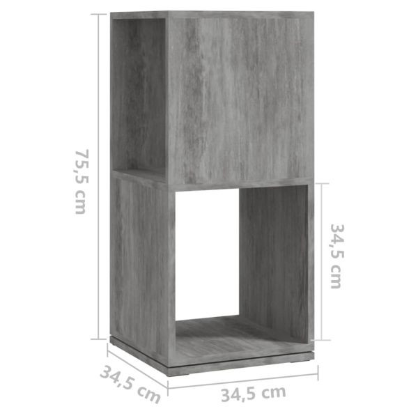 Въртящ се шкаф, бетонно сив, 34,5x34,5x75,5 см, инженерно дърво