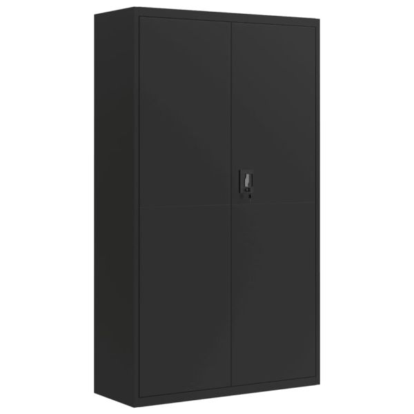 Шкаф за папки черен 105x40x180 см стомана