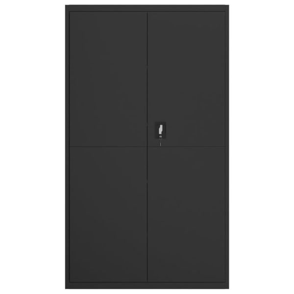 Шкаф за папки черен 105x40x180 см стомана