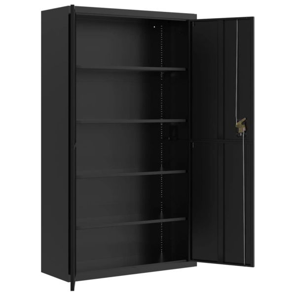 Шкаф за папки черен 105x40x180 см стомана