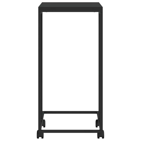 Помощна маса с колелца черна 40x30x63,5 см инженерно дърво