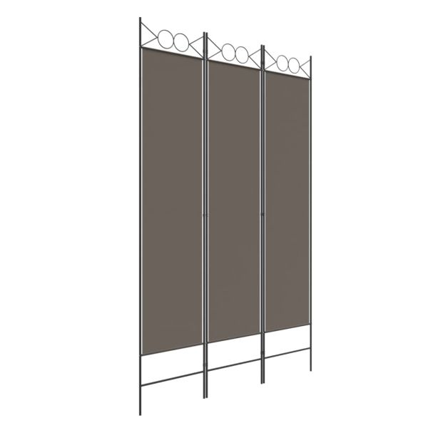 Параван за стая, 3 панела, антрацит, 120x220 cм, текстил