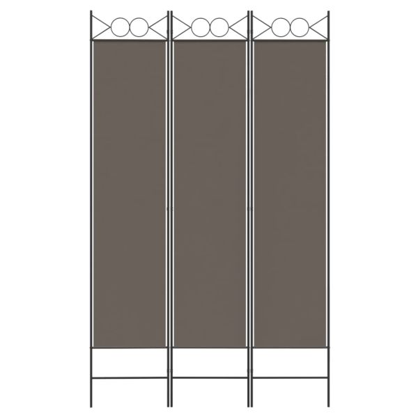 Параван за стая, 3 панела, антрацит, 120x220 cм, текстил