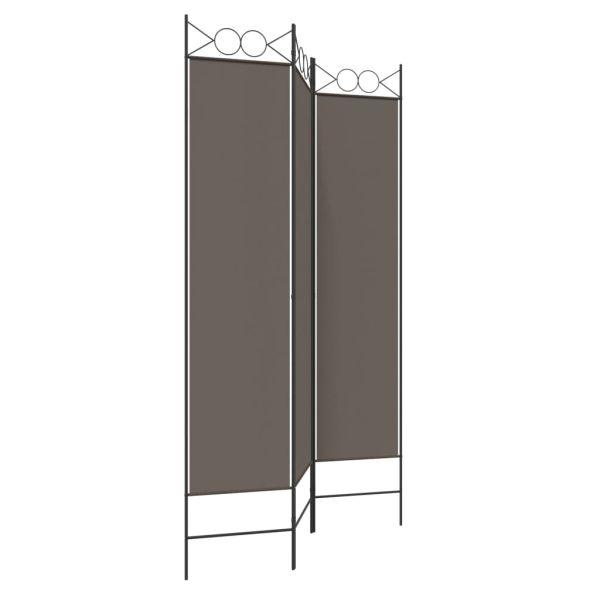 Параван за стая, 3 панела, антрацит, 120x220 cм, текстил