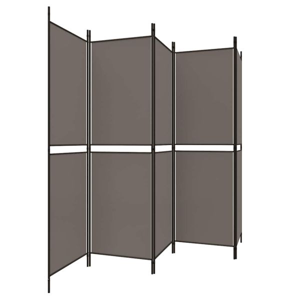 Параван за стая, 5 панела, антрацит, 250x180 cм, текстил