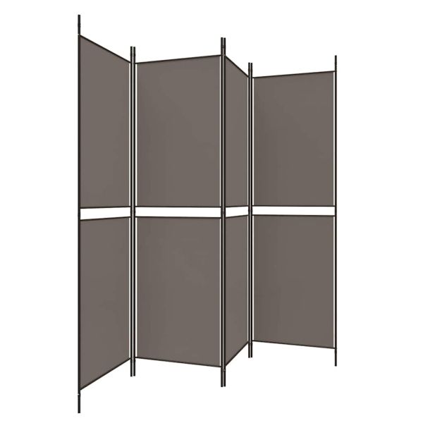 Параван за стая, 4 панела, антрацит, 200x220 cм, текстил