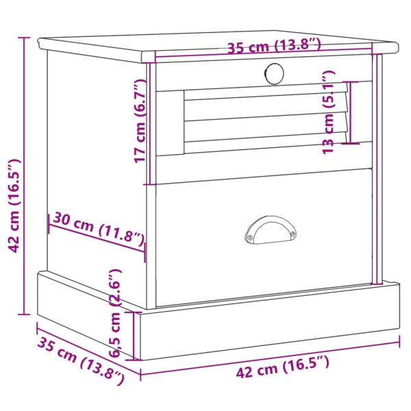 Нощно шкафче VIGO сиво 42x35x42 см бор масив