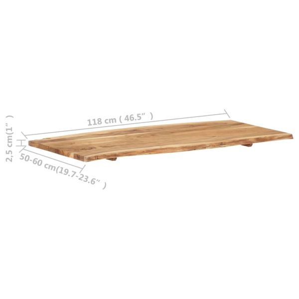 Плот за маса, акациево дърво масив, 118x(50-60)x2,5 cм