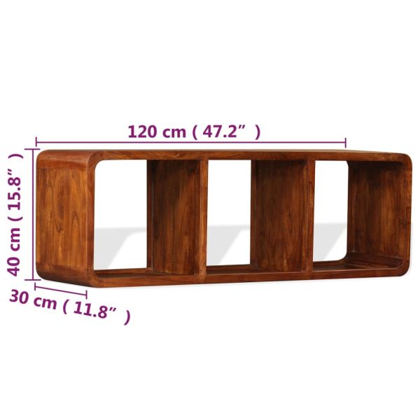 ТВ шкаф масивно дърво с меден финиш 120x30x40 см