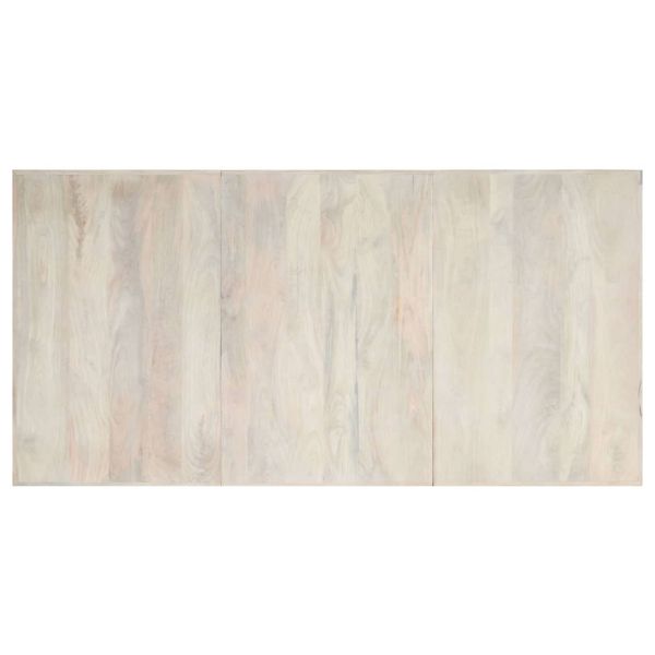 Трапезна маса, бяла, 200x100x75 cм, мангово дърво масив