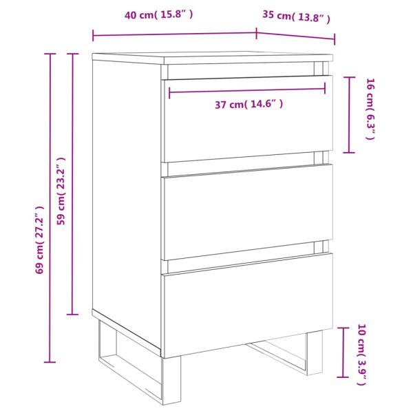 Нощни шкафчета 2 бр бетонно сив 40x35x69 см инженерна дървесина