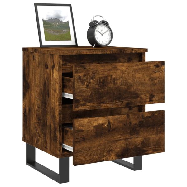 Нощно шкафче опушен дъб 40x35x50 см инженерно дърво