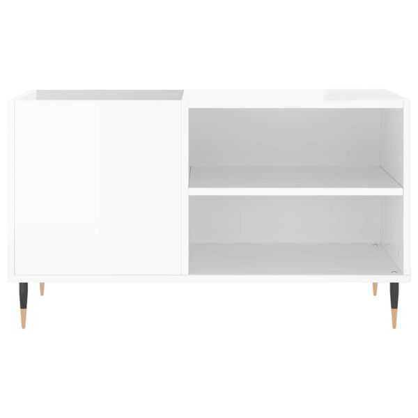 Шкаф за грамофонни плочи бял гланц 85x38x48 см инженерно дърво