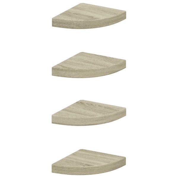 Окачени ъглови рафтове, 4 бр, дъб, 25x25x3,8 см, МДФ