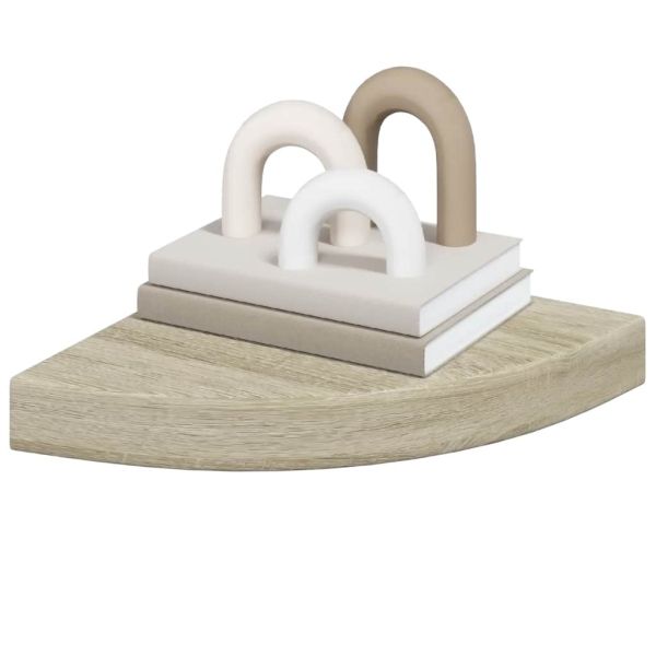 Окачени ъглови рафтове, 4 бр, дъб, 25x25x3,8 см, МДФ