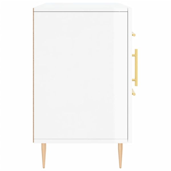 Сайдборд, бял гланц, 100x36x60 см, инженерно дърво