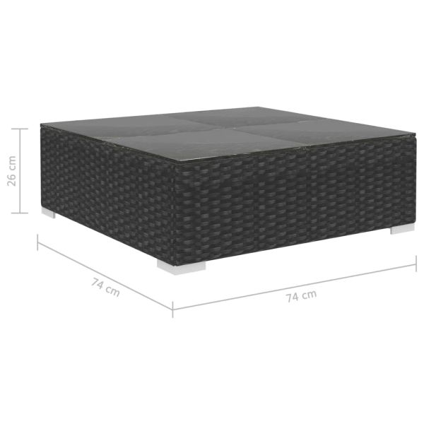 Градински комплект с възглавници, 6 части, полиратан, черен