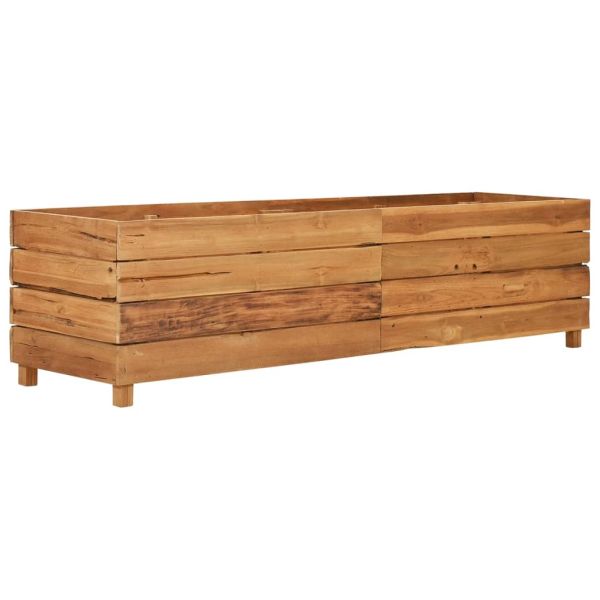 Повдигната леха 150x40x38 см рециклирано тиково дърво и стомана