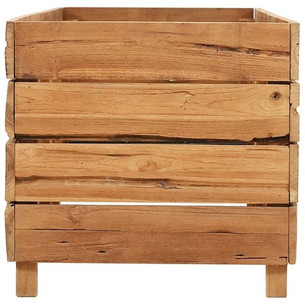 Повдигната леха 150x40x38 см рециклирано тиково дърво и стомана