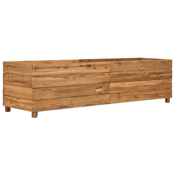 Повдигната леха 150x40x38 см рециклирано тиково дърво и стомана