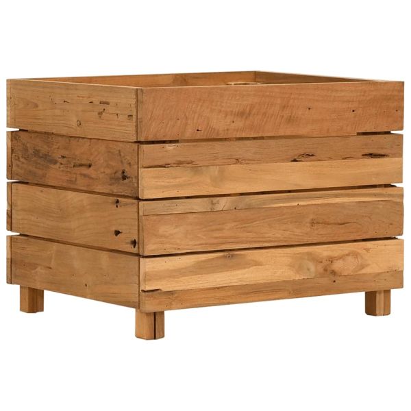 Повдигната леха 50x40x38 см рециклирано тиково дърво и стомана