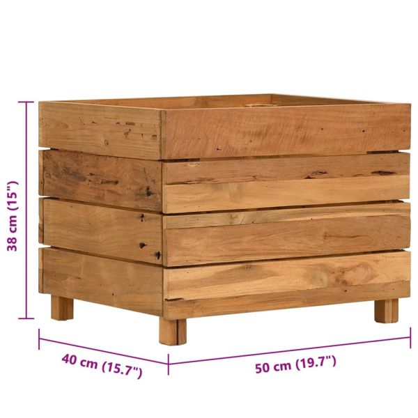 Повдигната леха 50x40x38 см рециклирано тиково дърво и стомана