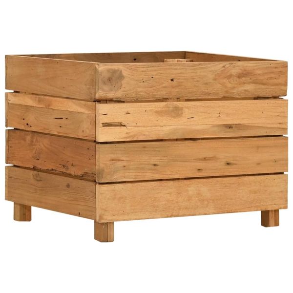 Повдигната леха 50x40x38 см рециклирано тиково дърво и стомана