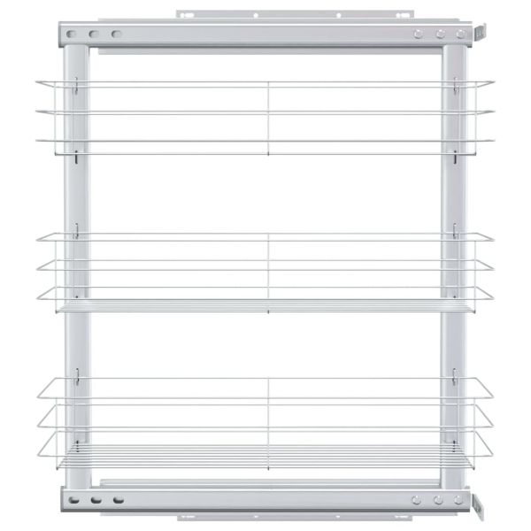 Издърпваща се кошница за кухня 3 нива сребриста 47x25x56 см
