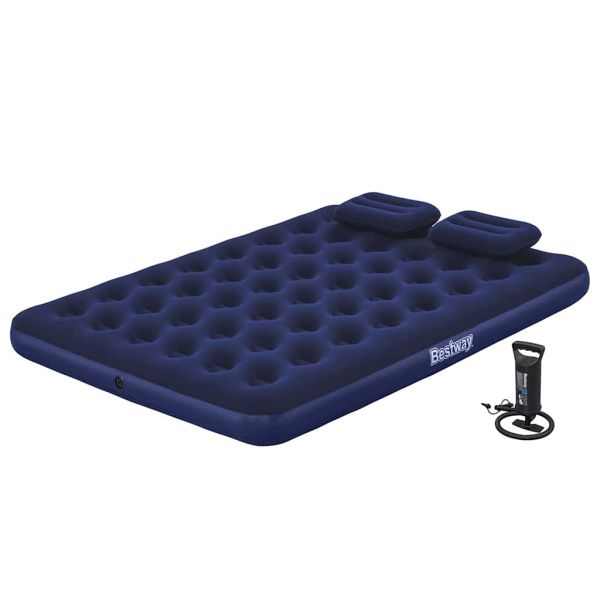 Bestway Надуваем матрак с възглавница и помпа, 203x152x22 см, 67374