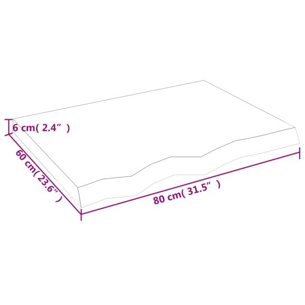 Плот за маса светлокафяв 80x60x(2-6) см обработен масивен дъб