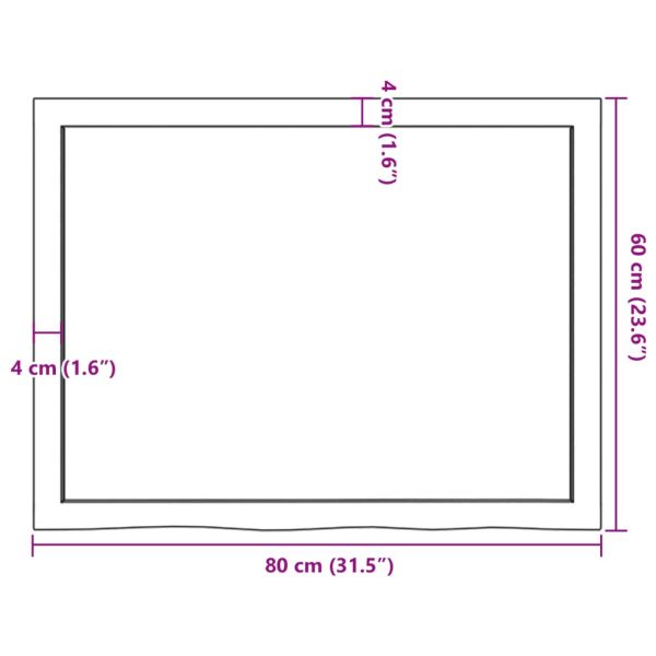Плот за маса светлокафяв 80x60x(2-6) см обработен масивен дъб
