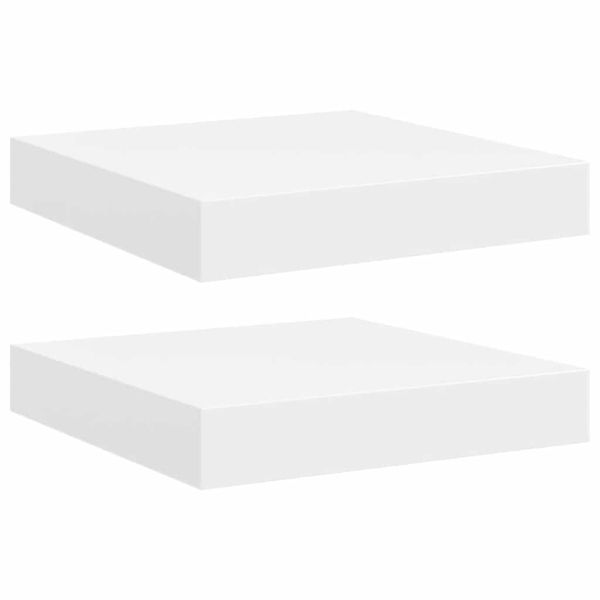 Окачени стенни рафтове, 2 бр, бели, 23x23,5x3,8 см, МДФ