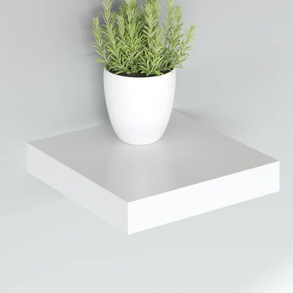 Окачени стенни рафтове, 2 бр, бели, 23x23,5x3,8 см, МДФ