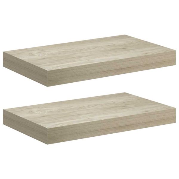 Окачени стенни рафтове, 2 бр, дъб, 40x23,5x3,8 см, МДФ