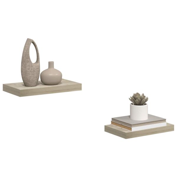 Окачени стенни рафтове, 2 бр, дъб, 40x23,5x3,8 см, МДФ