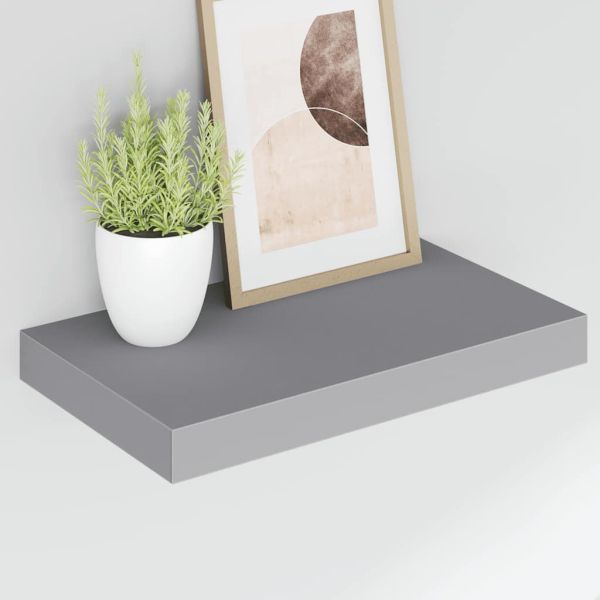 Окачени стенни рафтове, 2 бр, сиви, 40x23,5x3,8 см, МДФ