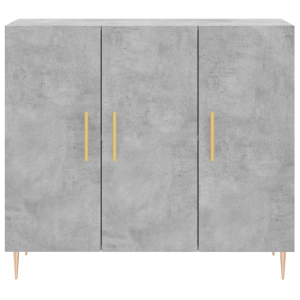 Сайдборд, бетонно сив, 90x34x80 см, инженерно дърво