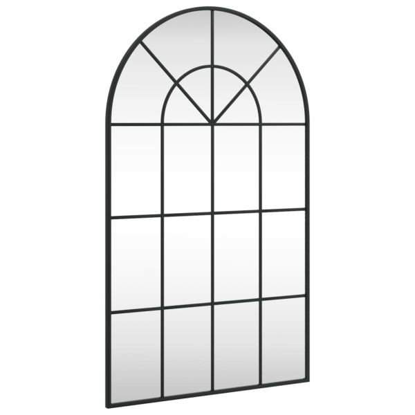 Стенно огледало, черно, 60x100 см, арка, желязо