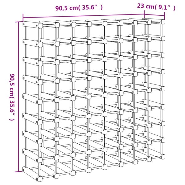 Поставка за вино за 72 бутилки 90,5x23x90,5 см бор масив