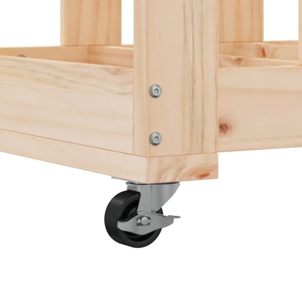 Поставка за дърва с колелца, 40x49x110 см, бор масив