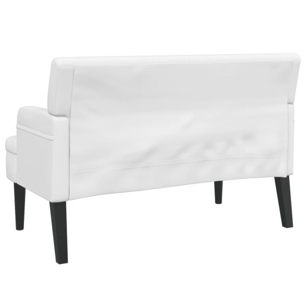 Пейка с облегалка, бяла, 112x65,5x75 см, изкуствена кожа