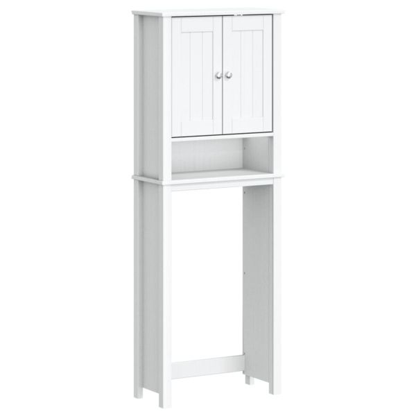 Шкаф над тоалетната чиния BERG бял 60x27x164,5 см масивно дърво