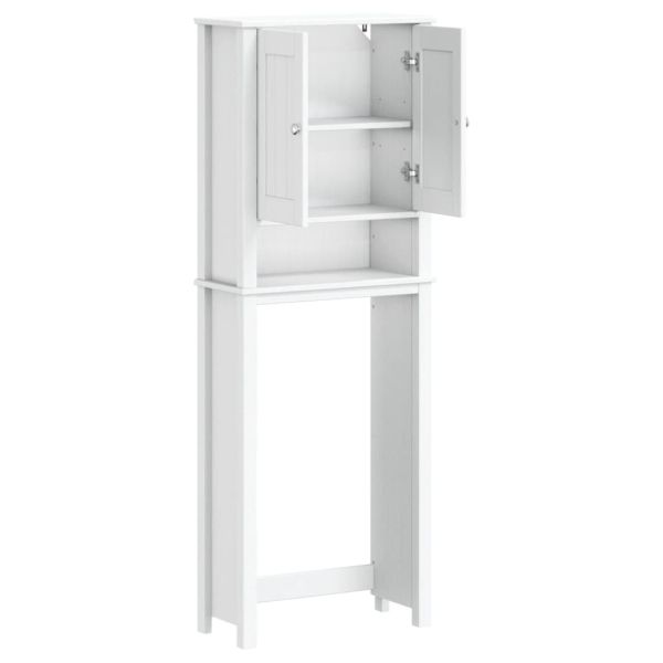 Шкаф над тоалетната чиния BERG бял 60x27x164,5 см масивно дърво