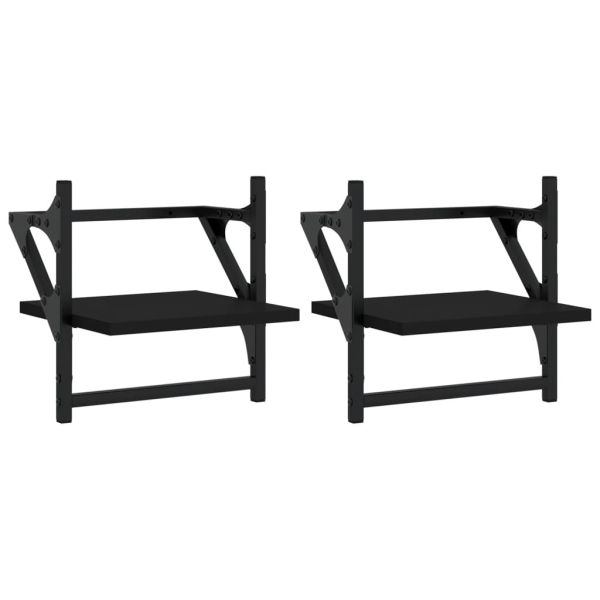 Стенни рафтове с пръти 2 бр черни 30x25x30 см